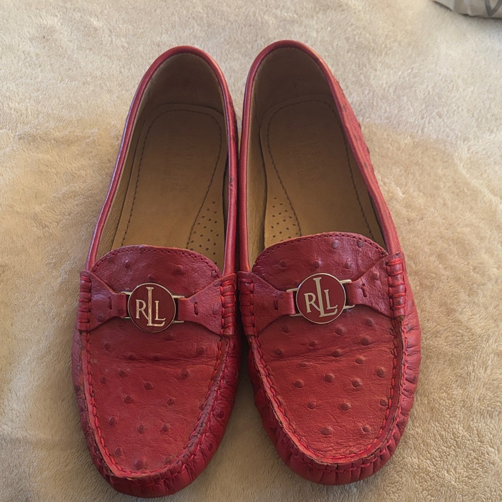 Red Ralph Lauren Loafers in Ostrich sz 7